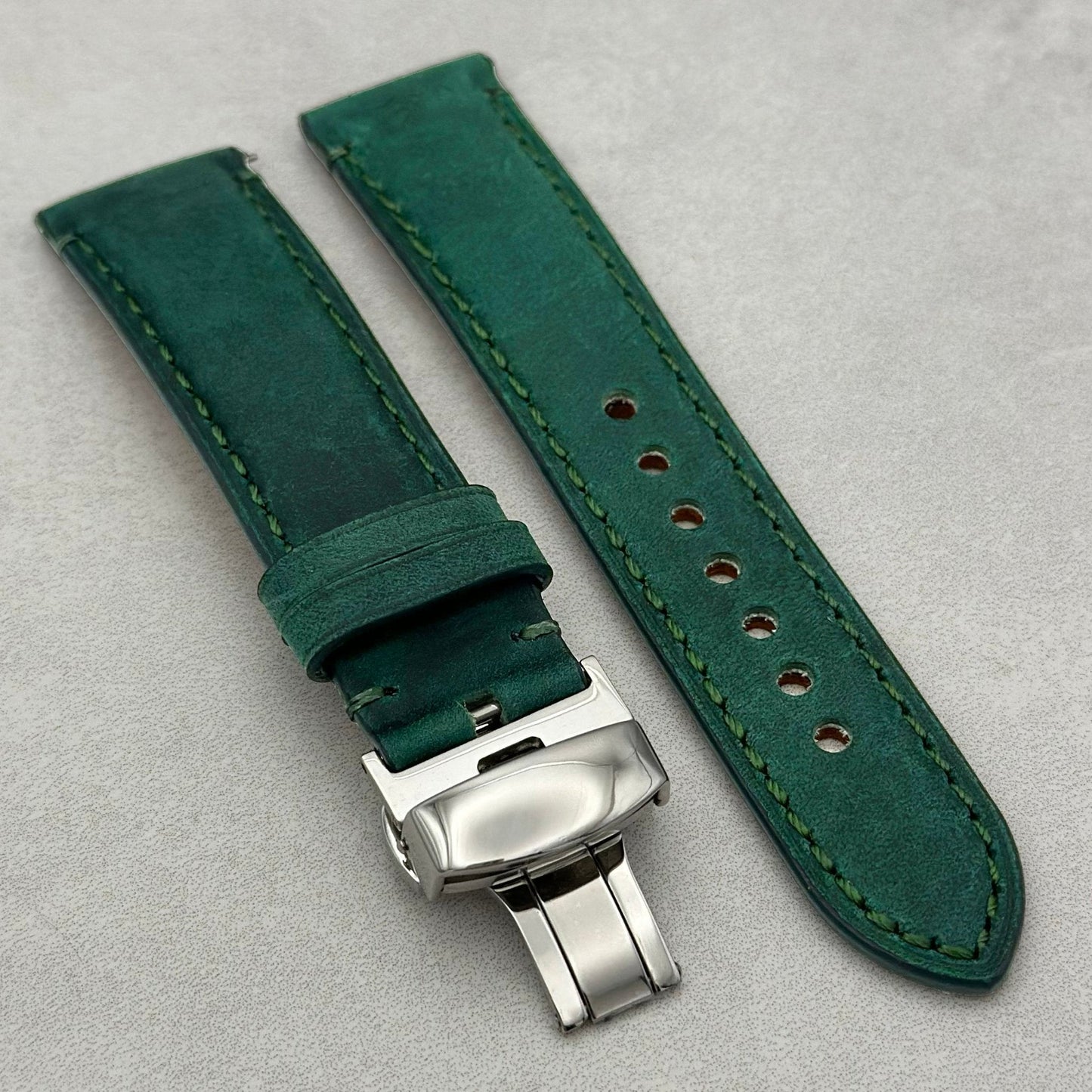 The Austin: Woodland Green Full Grain Leather Fitbit Versa/Sense Strap