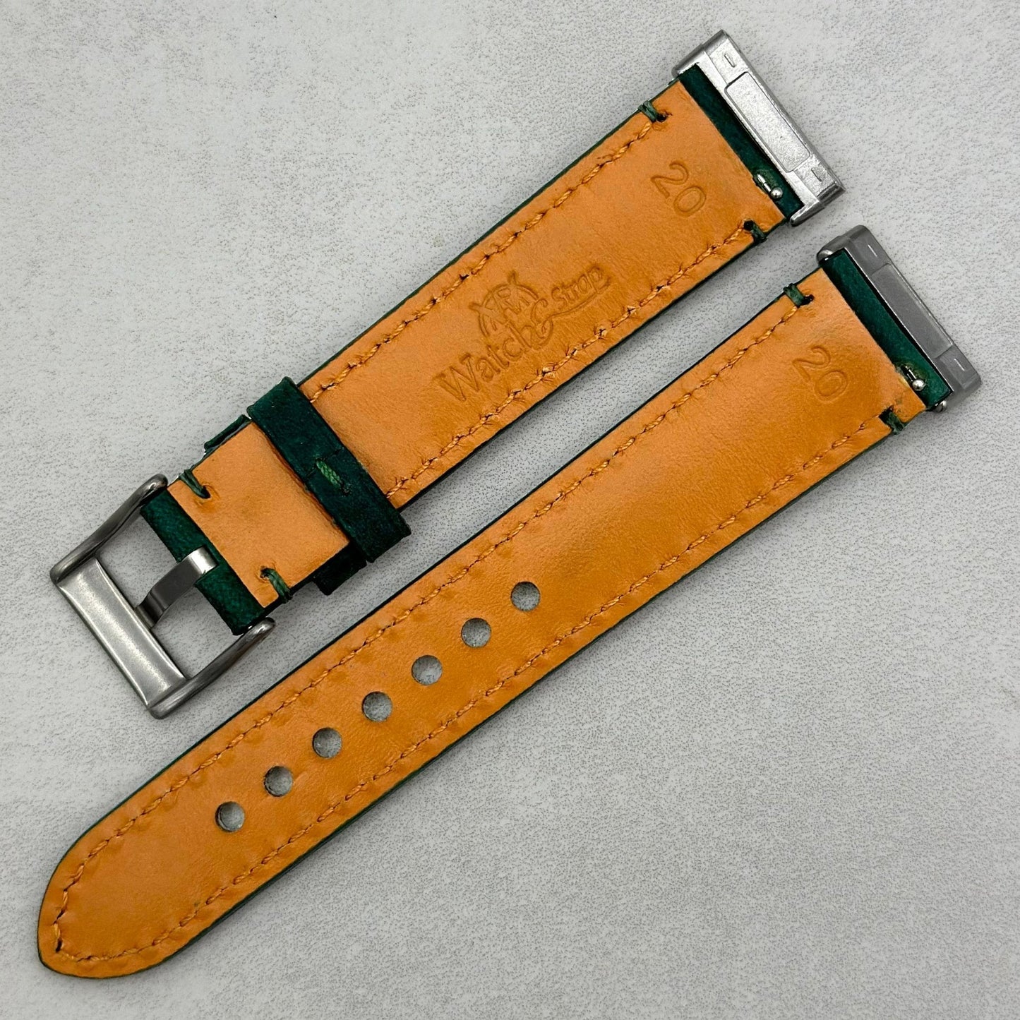 The Austin: Woodland Green Full Grain Leather Fitbit Versa/Sense Strap