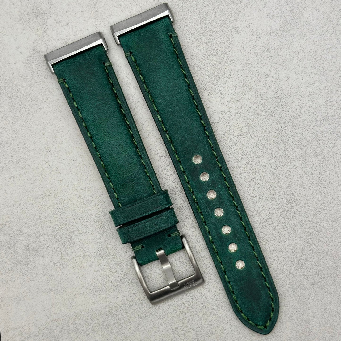 The Austin: Woodland Green Full Grain Leather Fitbit Versa/Sense Strap