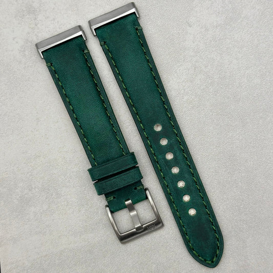 The Austin: Woodland Green Full Grain Leather Fitbit Versa/Sense Strap