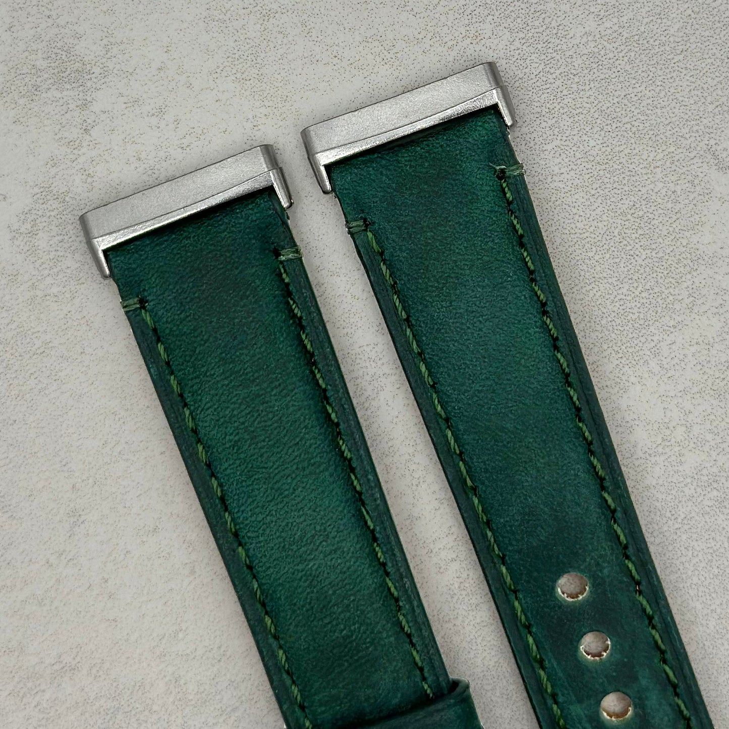 The Austin: Woodland Green Full Grain Leather Fitbit Versa/Sense Strap