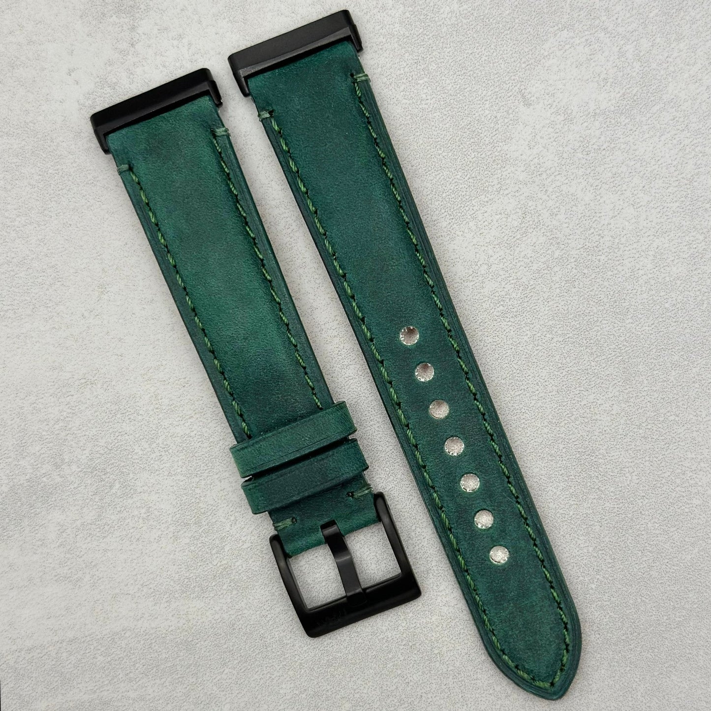 The Austin: Woodland Green Full Grain Leather Fitbit Versa/Sense Strap
