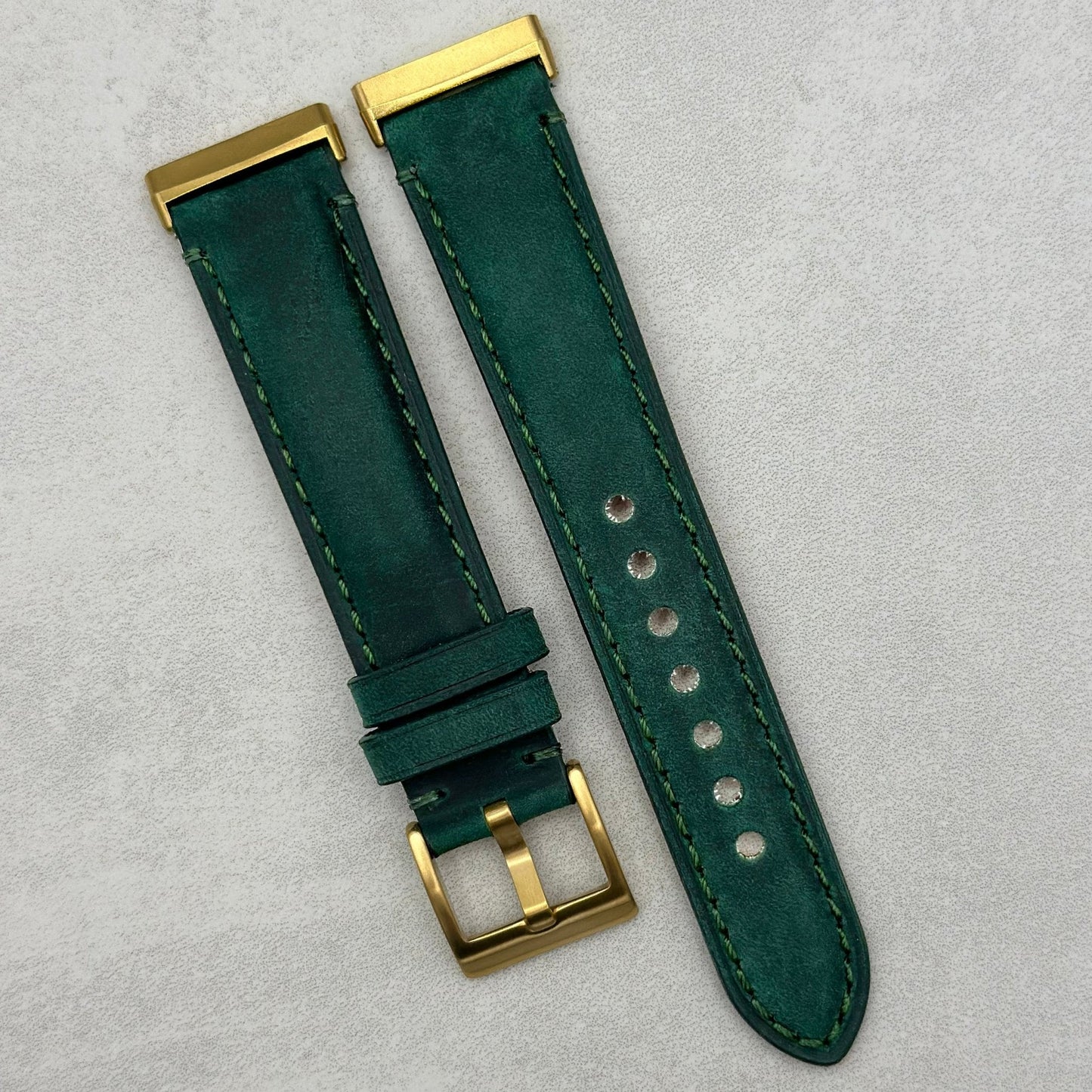 The Austin: Woodland Green Full Grain Leather Fitbit Versa/Sense Strap