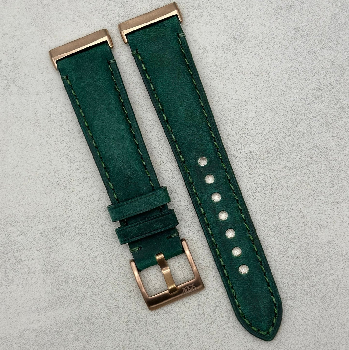 The Austin: Woodland Green Full Grain Leather Fitbit Versa/Sense Strap