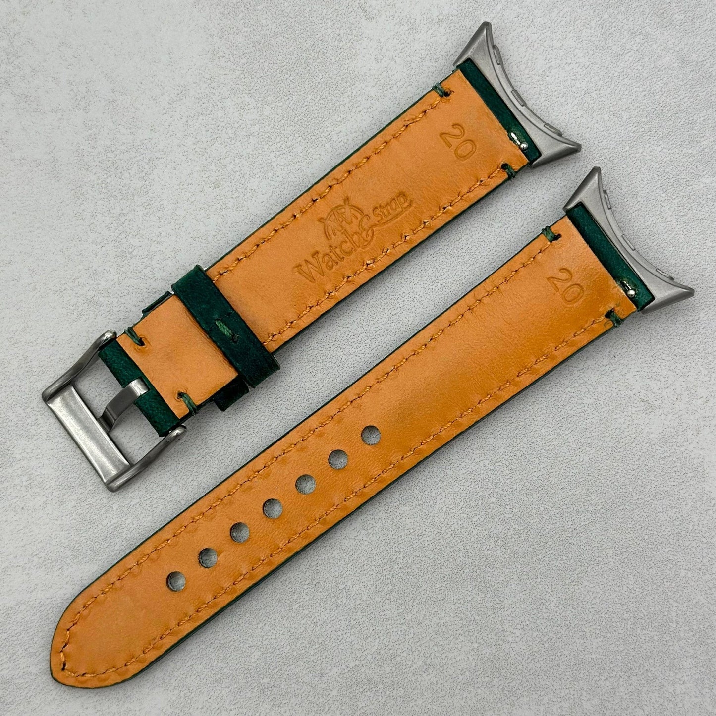 The Austin: Woodland Green Full Grain Leather Google Pixel Watch Strap
