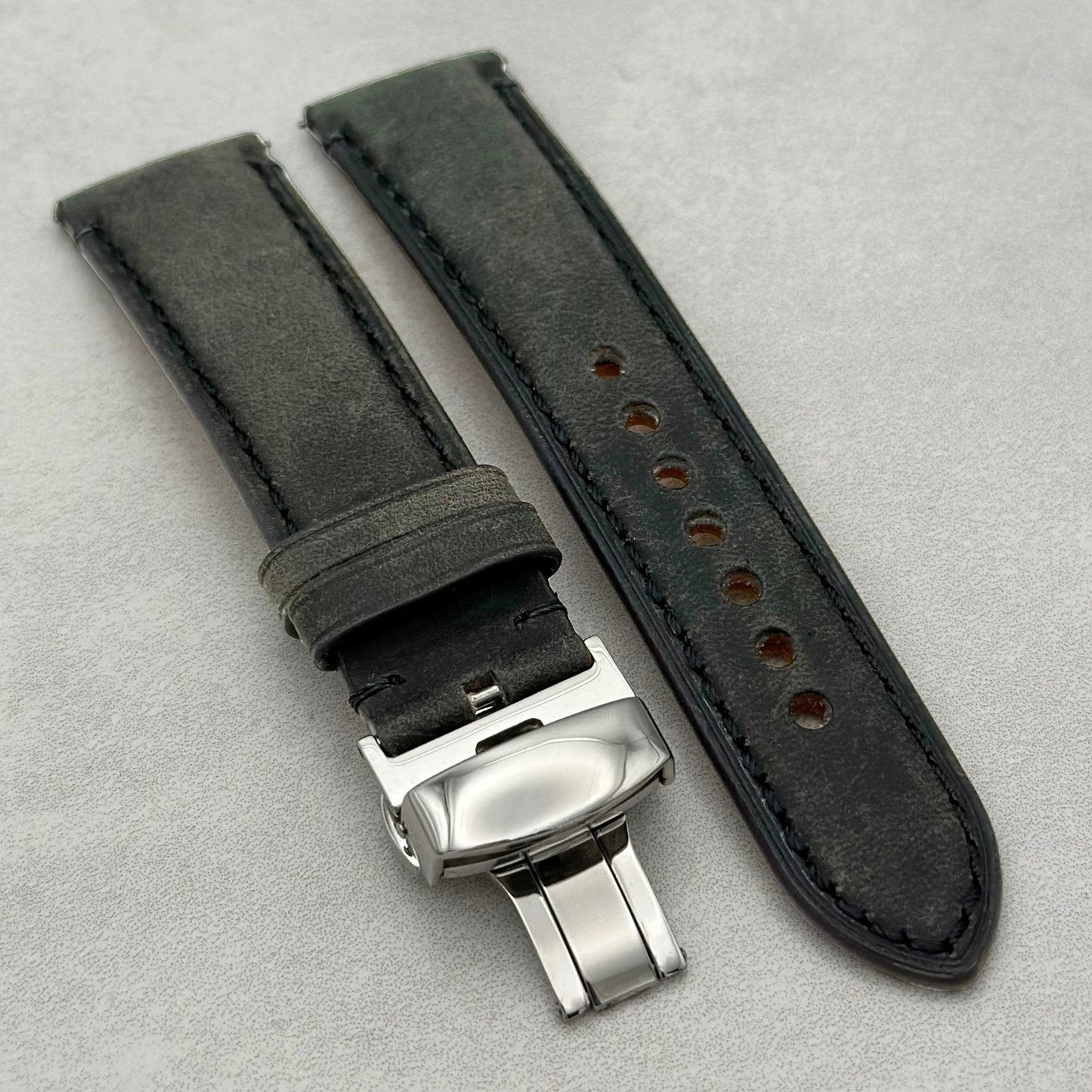 The Austin: Charcoal Grey Full Grain Leather Google Pixel Watch Strap