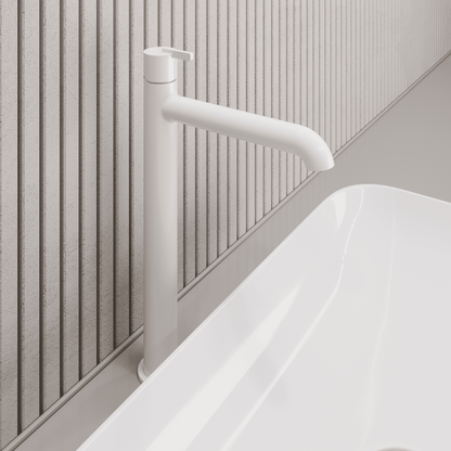 Lia Top Mount Tall Basin Mixer - White
