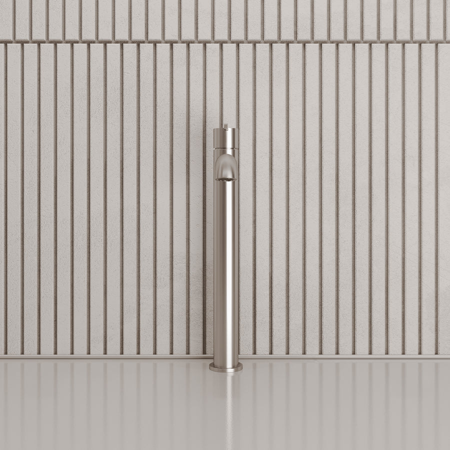 Lia Top Mount Tall Basin Mixer - Brushed Steel