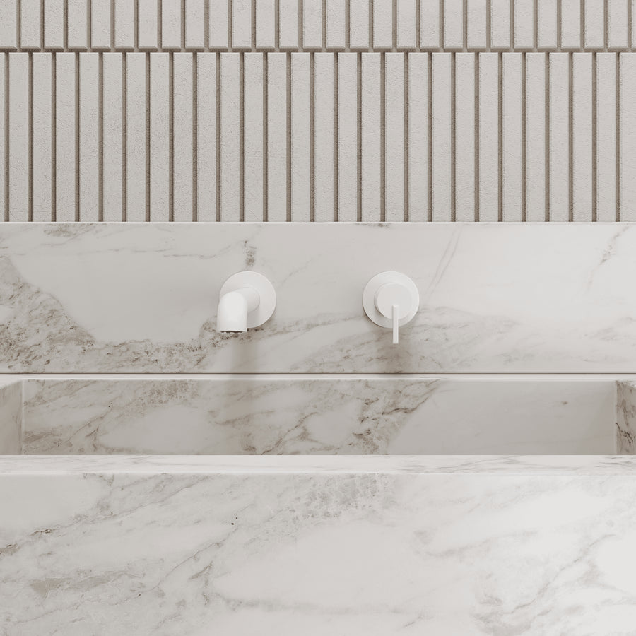 Lia Wall Mounted Basin Mixer - White