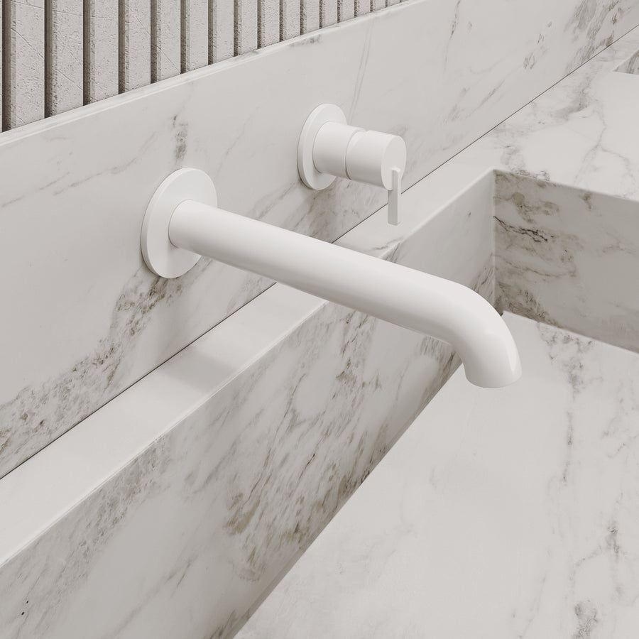 Lia Wall Mounted Basin Mixer - White