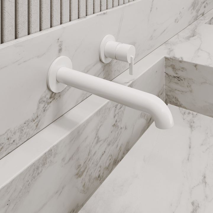 Lia Wall Mounted Basin Mixer - White