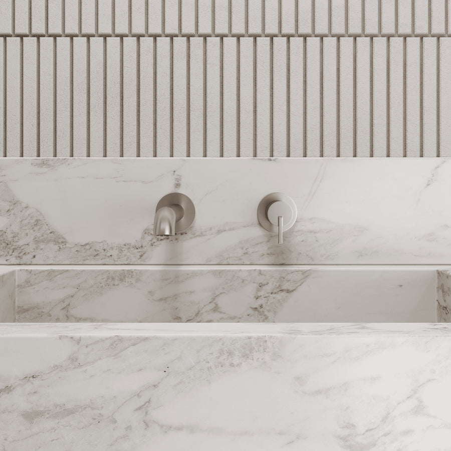 Lia Wall Mounted Basin Mixer - Brushed Steel