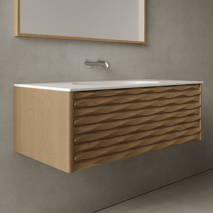 Haven Real Oak 1000mm Vanity Unit - Single Drawer with Single Basin