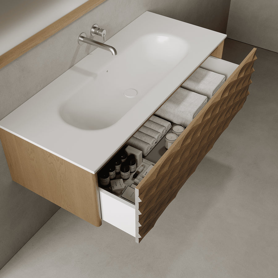 Haven Real Oak 1200mm Vanity Unit - Single Drawer with Large Single Basin