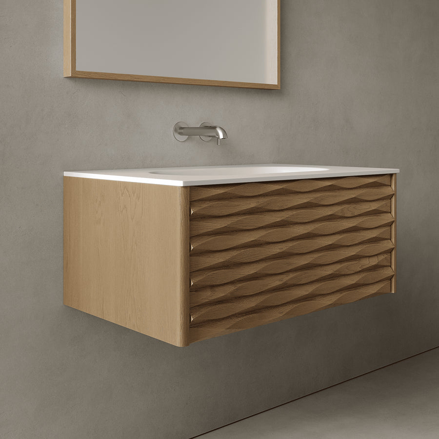 Haven Real Oak 800mm Vanity Unit - Single Drawer with Single Basin