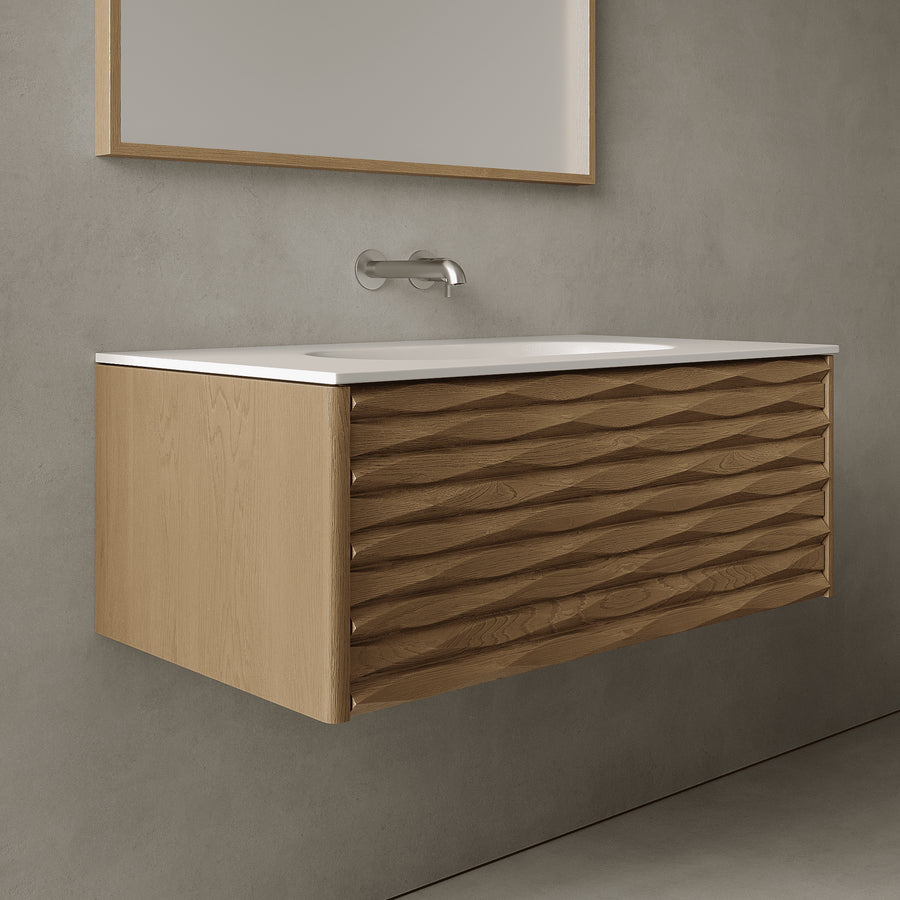 Haven Real Oak 900mm Vanity Unit - Single Drawer with Single Basin