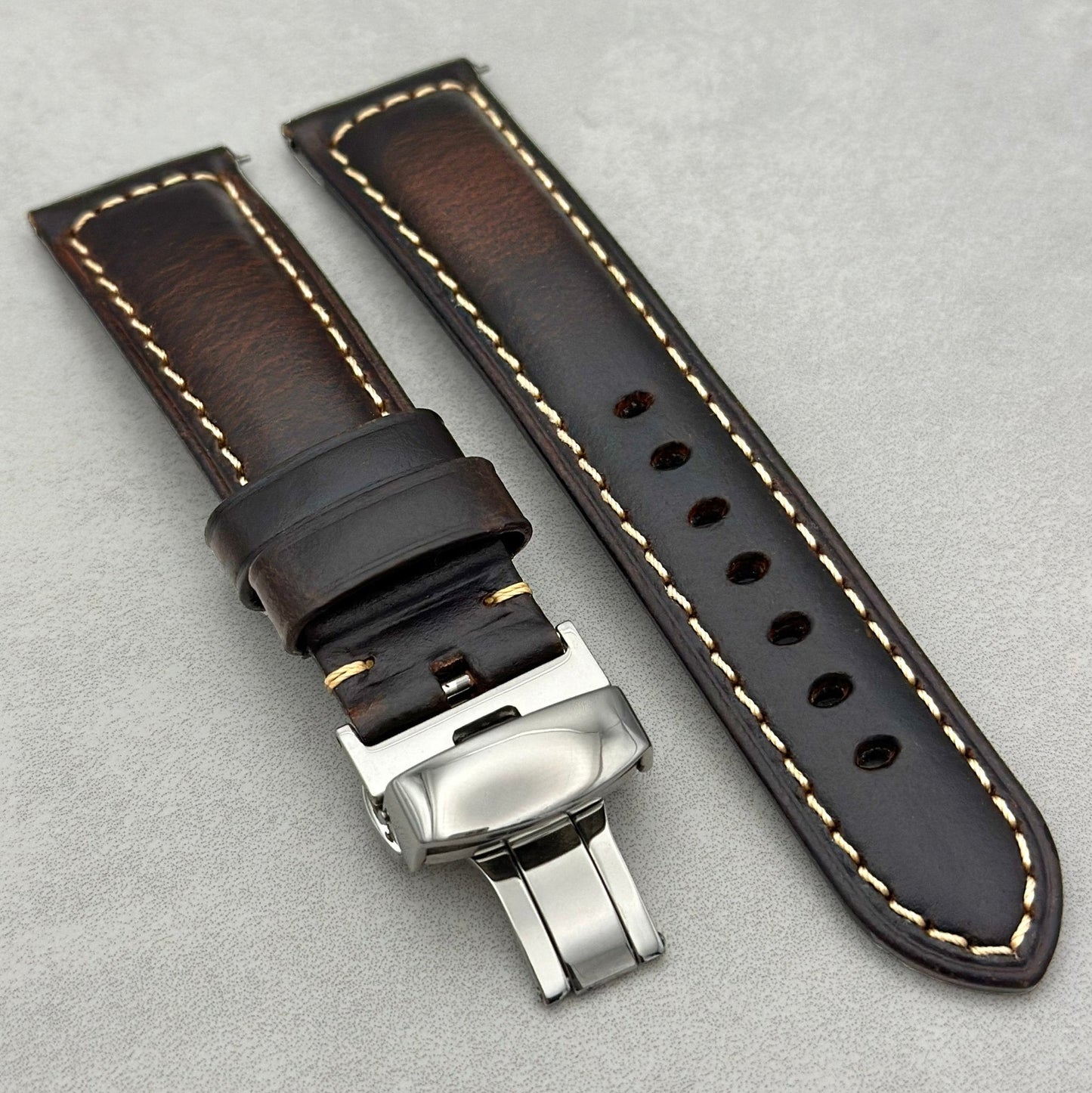 The Berlin: Cracked Brown Padded Leather Samsung Galaxy Watch Ultra Strap