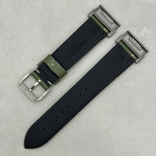 The Bermuda: Khaki Green Sail Cloth Garmin QuickFit Watch Strap