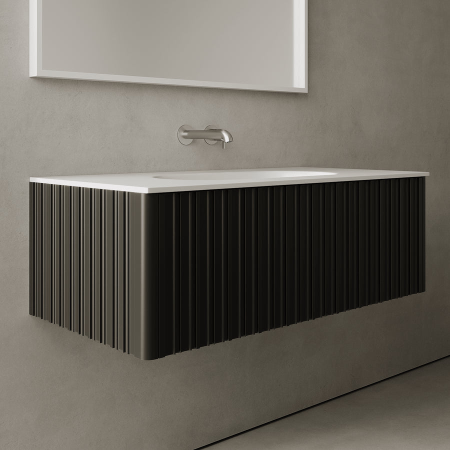 Esmont Silk Black 1000mm Vanity Unit - Single Drawer with Single Basin