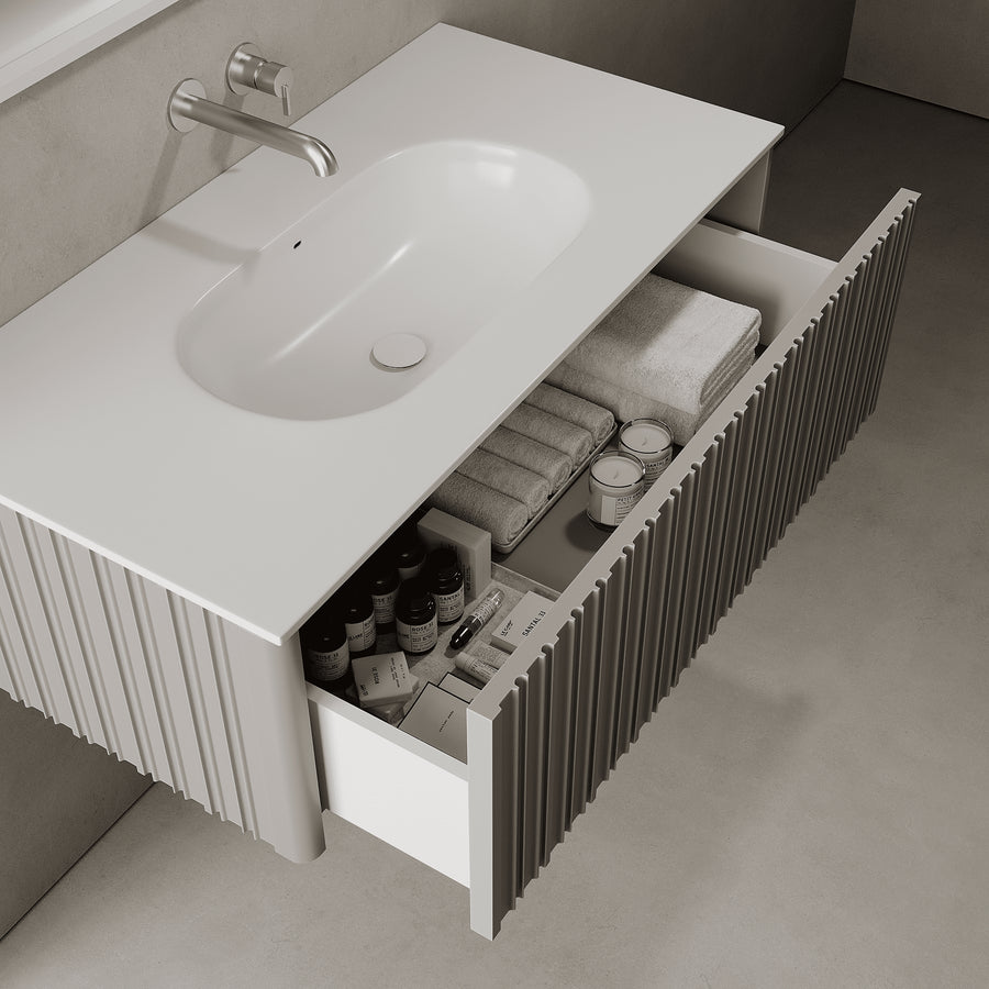 Esmont Stone Grey 1000mm Vanity Unit - Single Drawer with Single Basin