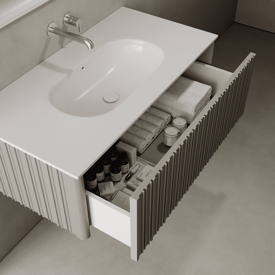 Esmont Taupe 1000mm Vanity Unit - Single Drawer with Single Basin