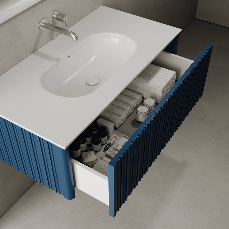 Esmont Ocean Blue 1000mm Vanity Unit - Single Drawer with Single Basin