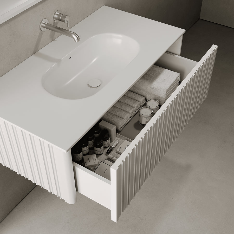 Esmont Snow White 1000mm Vanity Unit - Single Drawer with Single Basin