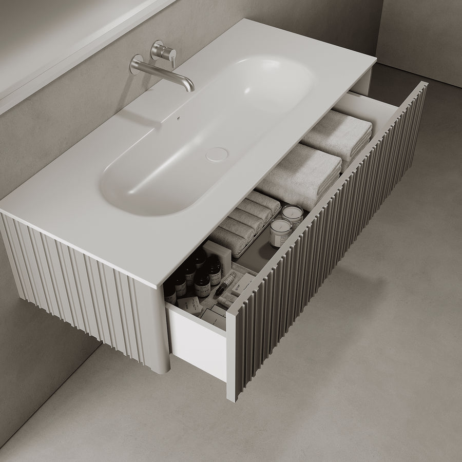 Esmont Stone Grey 1200mm Vanity Unit - Single Drawer with Large Single Basin