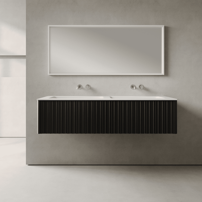 Esmont Silk Black 1400mm Vanity Unit - Single Drawer with Double Basin