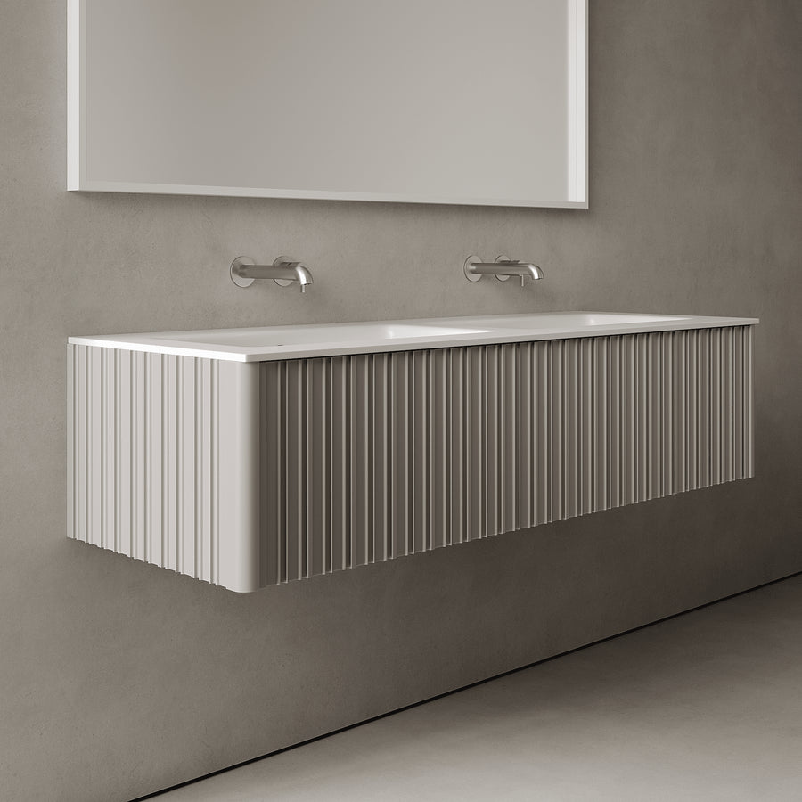 Esmont Stone Grey 1400mm Vanity Unit - Single Drawer with Double Basin