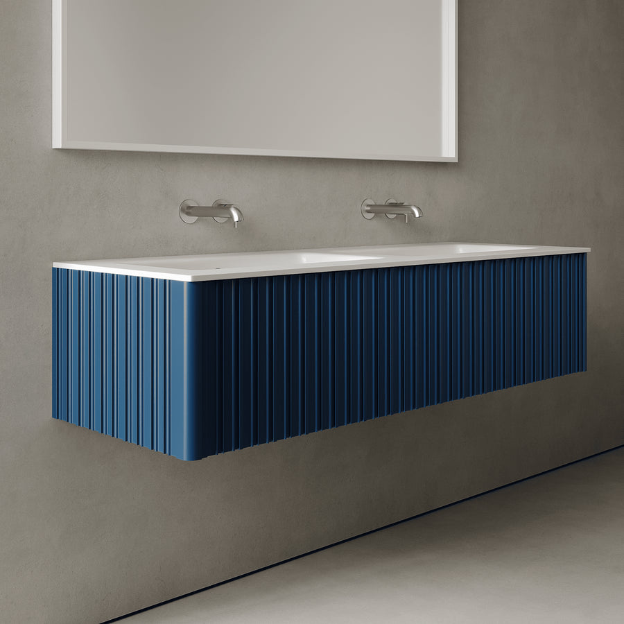 Esmont Ocean Blue 1400mm Vanity Unit - Single Drawer with Double Basin
