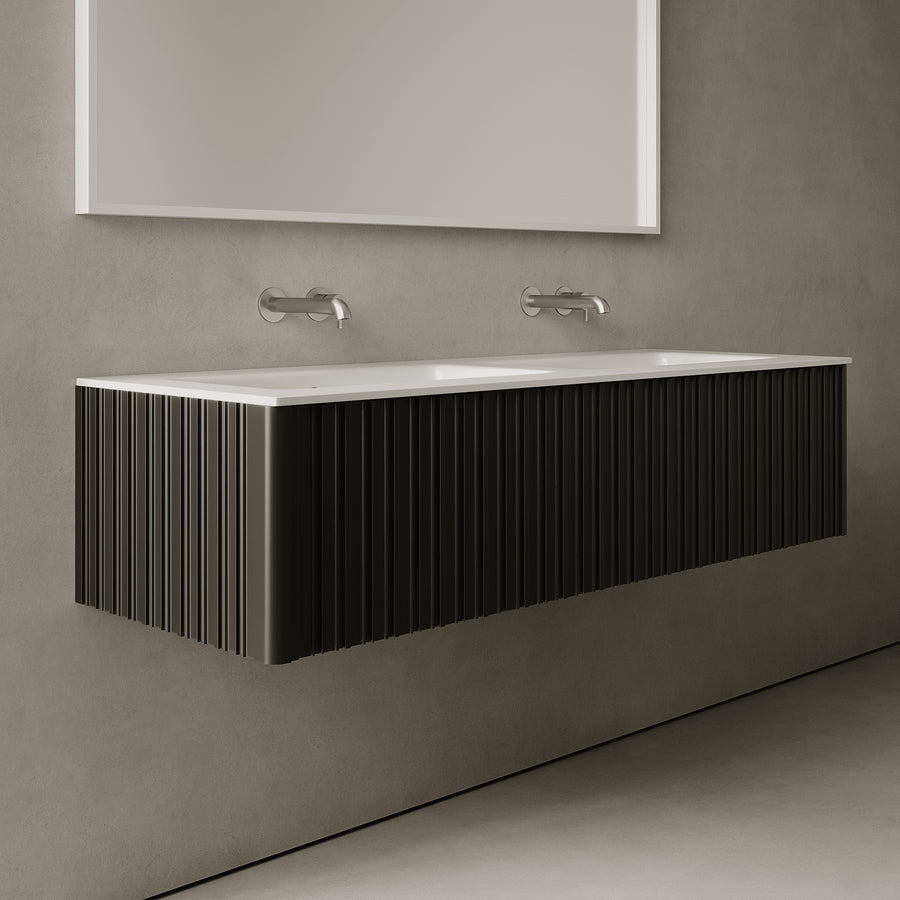 Esmont Silk Black 1400mm Vanity Unit - Single Drawer with Double Basin