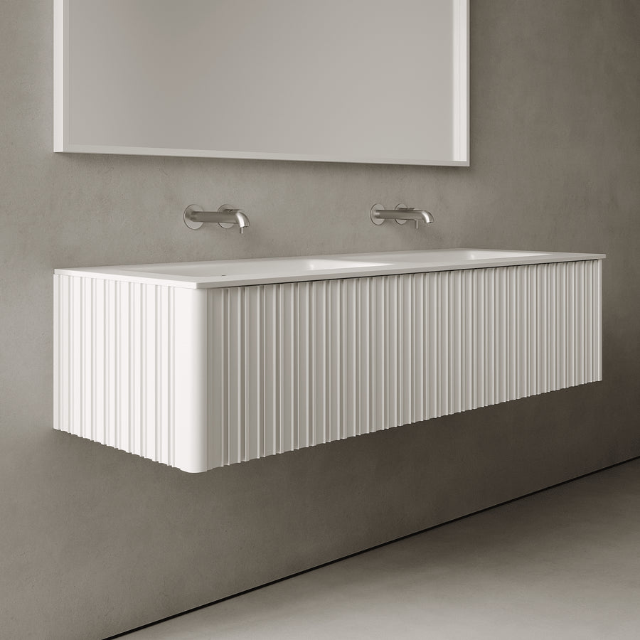 Esmont Snow White 1400mm Vanity Unit - Single Drawer with Double Basin