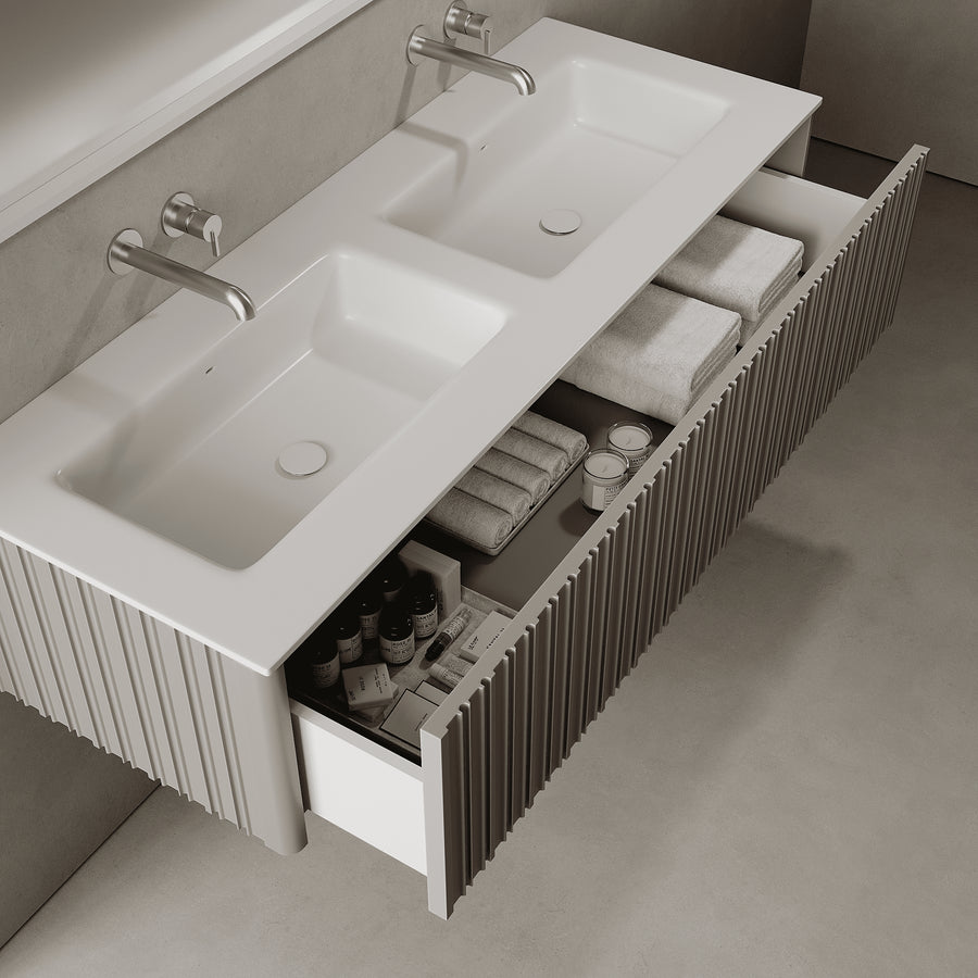 Esmont Taupe 1400mm Vanity Unit - Single Drawer with Double Basin