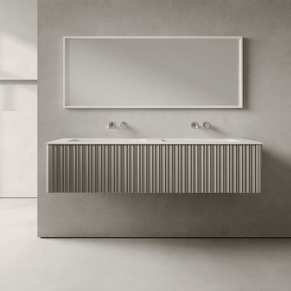 Esmont Stone Grey 1500mm Vanity Unit - Single Drawer with Double Basin
