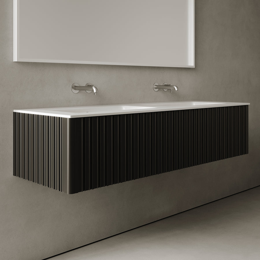 Esmont Silk Black 1500mm Vanity Unit - Single Drawer with Double Basin