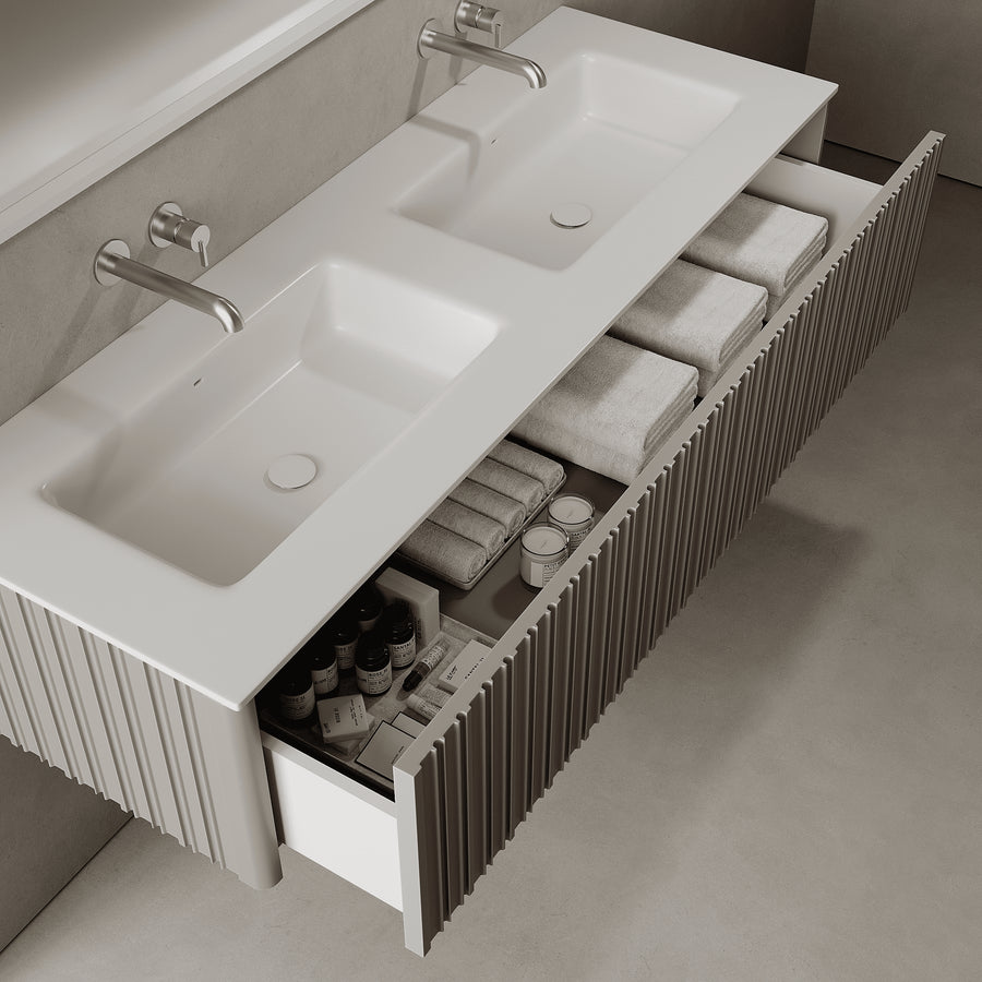 Esmont Taupe 1500mm Vanity Unit - Single Drawer with Double Basin