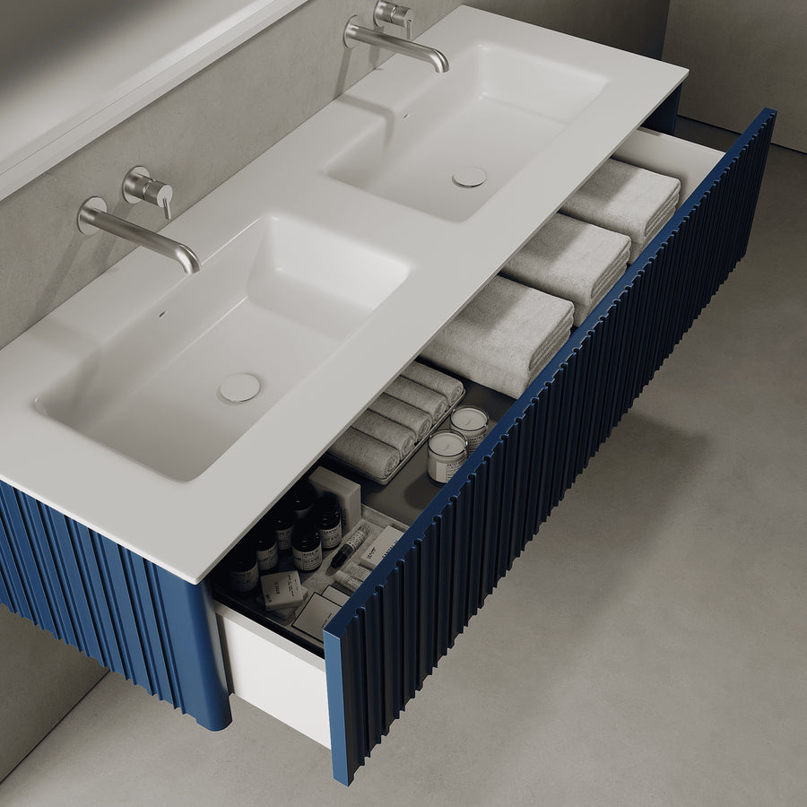Esmont Ocean Blue 1500mm Vanity Unit - Single Drawer with Double Basin