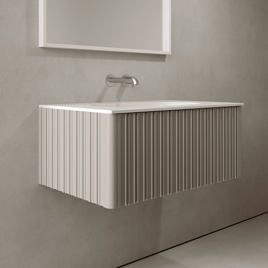 Esmont Taupe 800mm Vanity Unit - Single Drawer with Single Basin