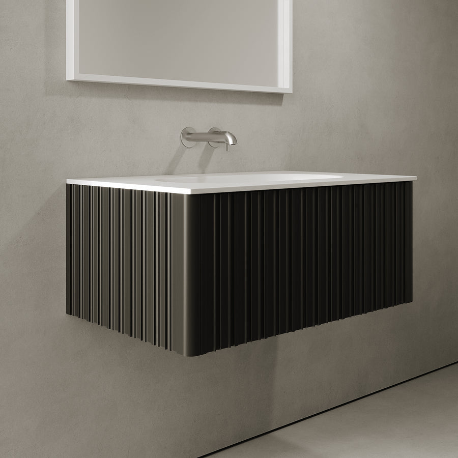 Esmont Silk Black 800mm Vanity Unit - Single Drawer with Single Basin