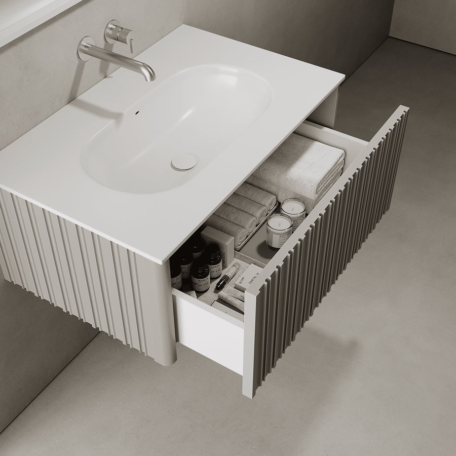 Esmont Stone Grey 800mm Vanity Unit - Single Drawer with Single Basin