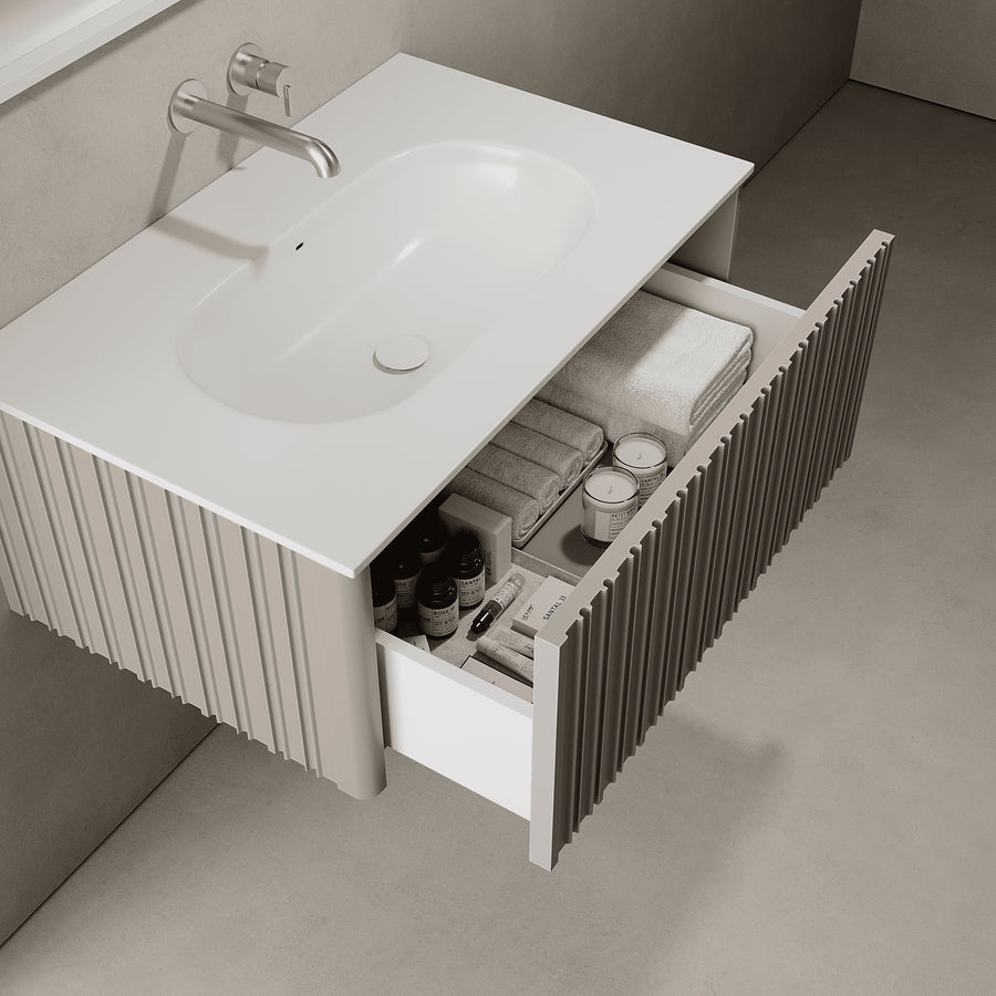 Esmont Taupe 800mm Vanity Unit - Single Drawer with Single Basin