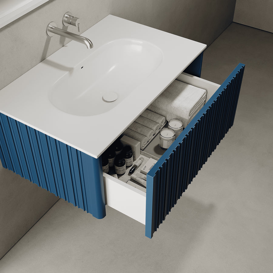 Esmont Ocean Blue 800mm Vanity Unit - Single Drawer with Single Basin