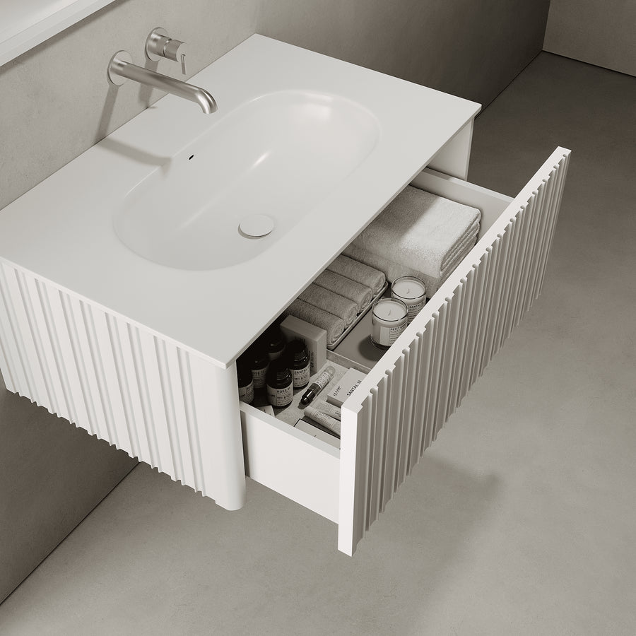 Esmont Snow White 800mm Vanity Unit - Single Drawer with Single Basin