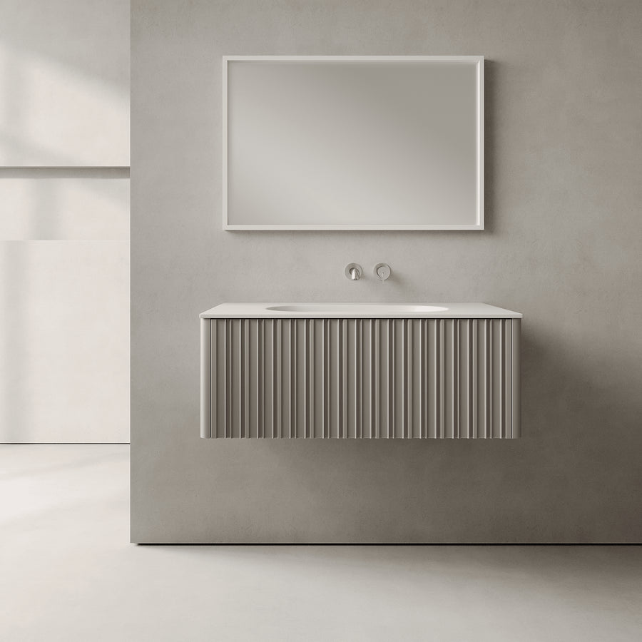 Esmont Stone Grey 900mm Vanity Unit - Single Drawer with Single Basin