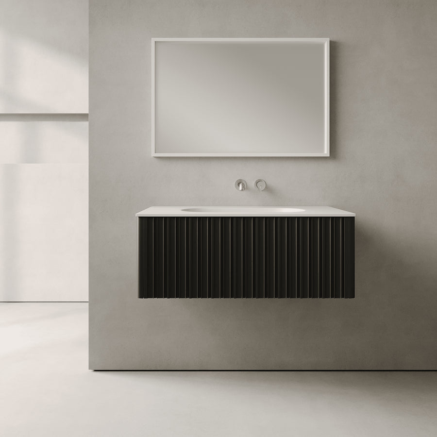 Esmont Silk Black 900mm Vanity Unit - Single Drawer with Single Basin
