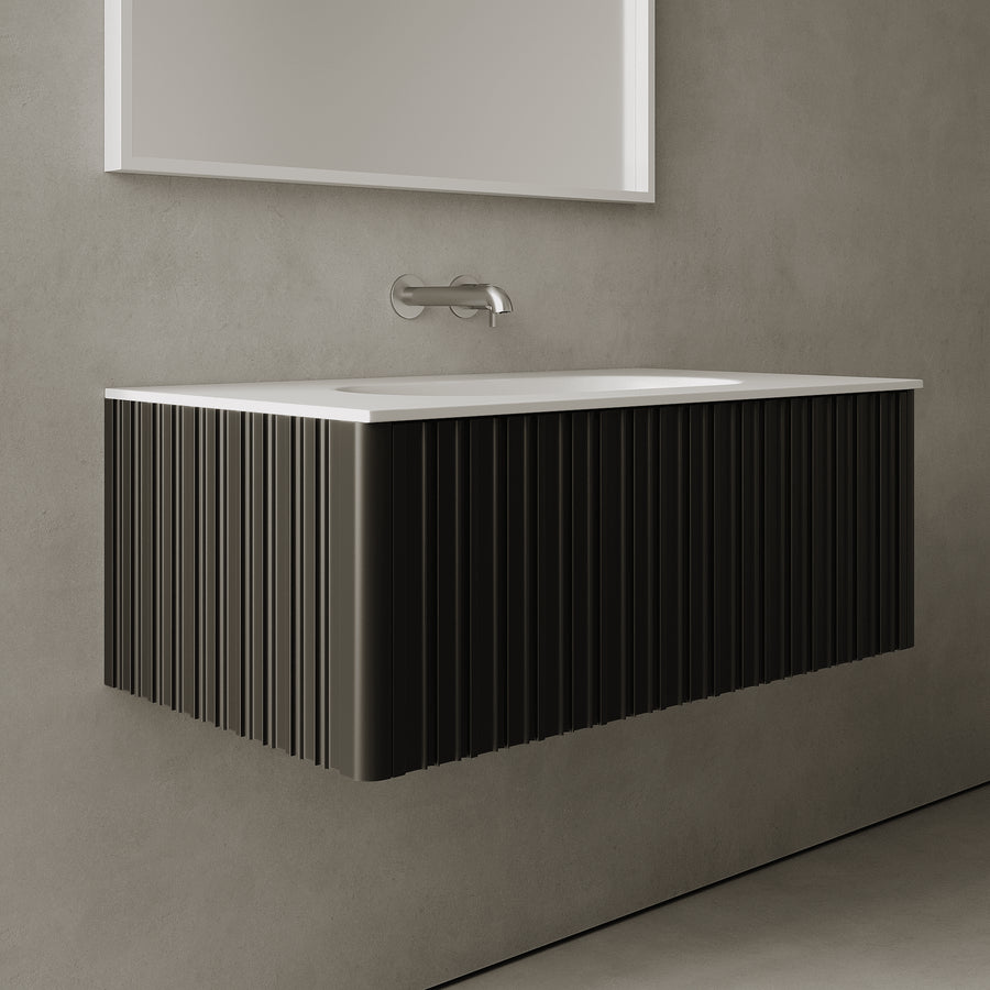 Esmont Silk Black 900mm Vanity Unit - Single Drawer with Single Basin