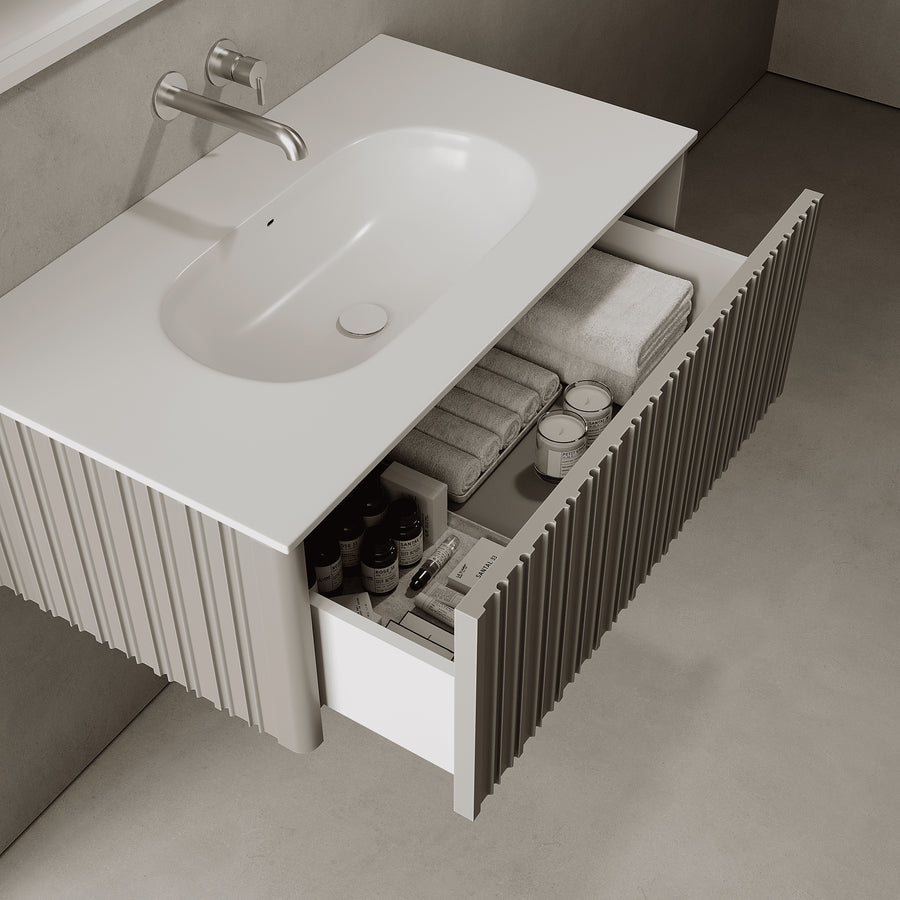 Esmont Taupe 900mm Vanity Unit - Single Drawer with Single Basin