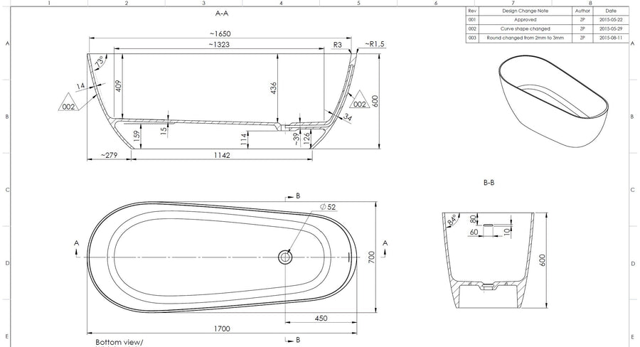 Cerca Freestanding Oval Stone Bath 1700