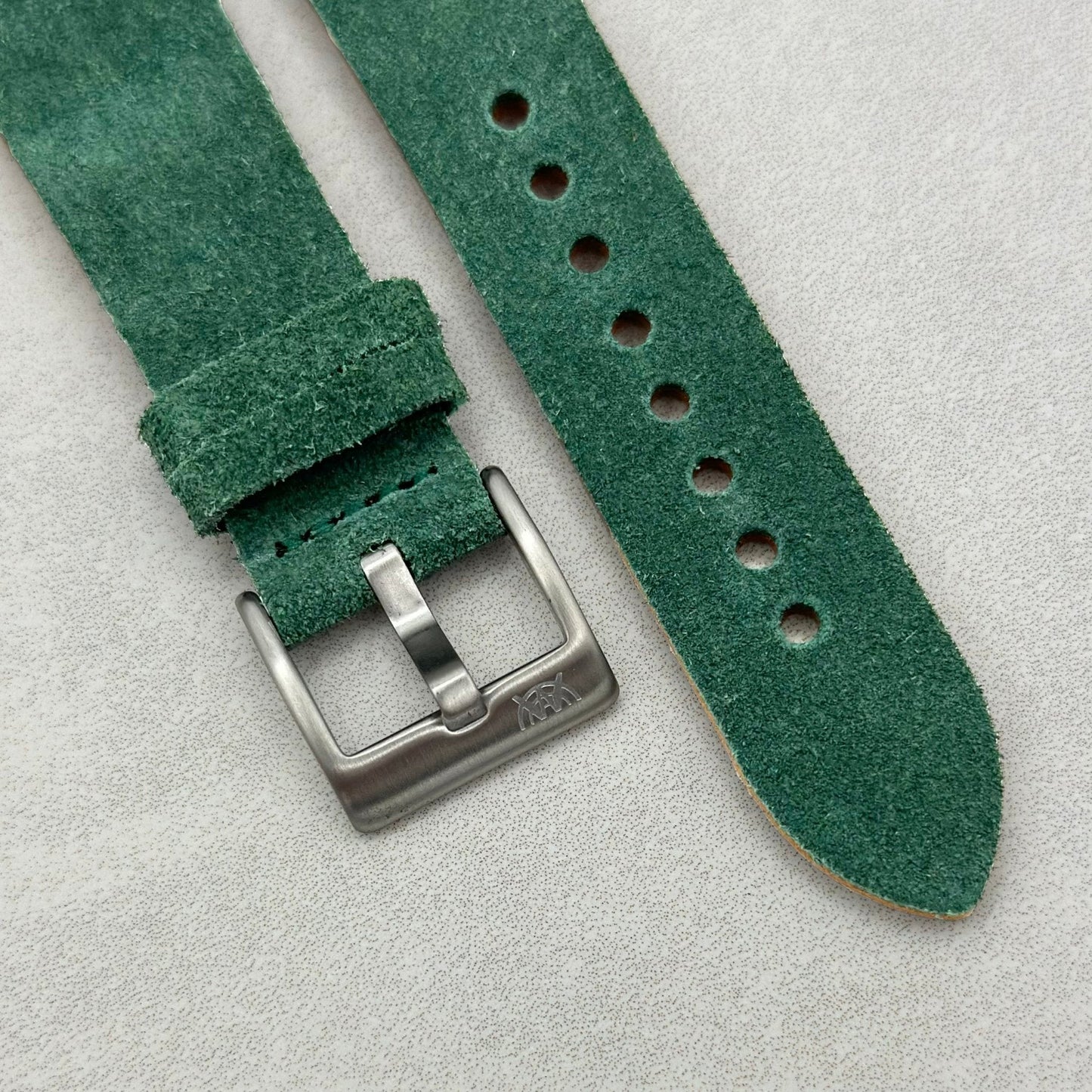 The Capri: Hunter Green Suede Fitbit Versa/Sense Watch Strap